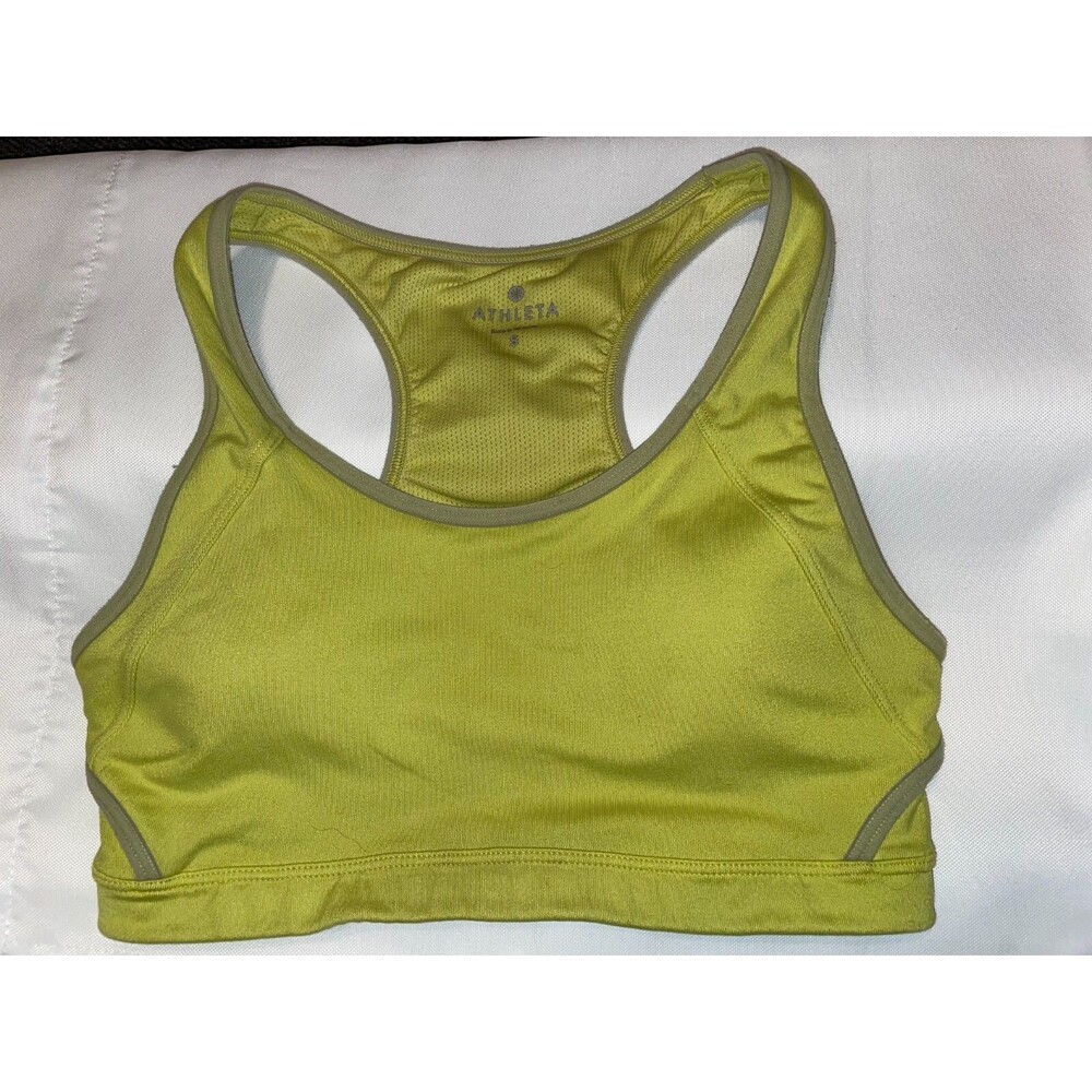 ATHLETA Sport Push UP bra Racerback Neon Yellow Green Sexy sz S